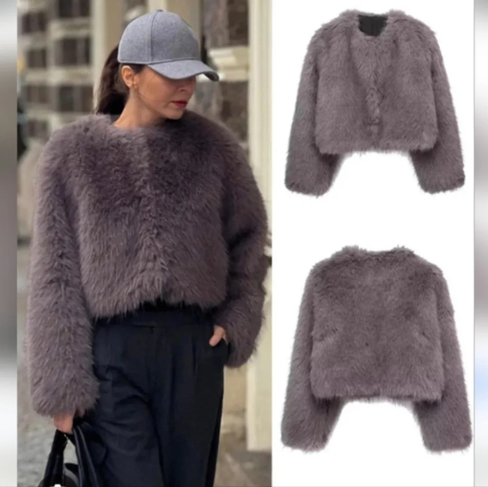 ZARA CROPPED FAUX FUR JACKET Size XS and S